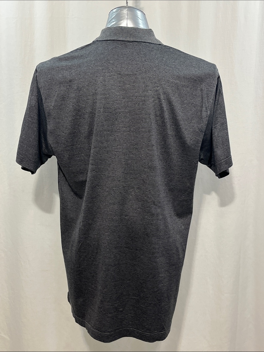 Men's medium Charcoal Micro-Stripe Polo golf, tennis activewear cotton 1377 - Picture 2 of 3